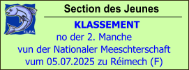 Section des Jeunes          KLASSEMENT no der 2. Manche  vun der Nationaler Meeschterschaft vum 05.07.2025 zu Réimech (F)