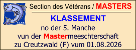 Section des Vétérans / MASTERS KLASSEMENT no der 5. Manche vun der Mastermeeschterschaft zu Creutzwald (F) vum 01.08.2026