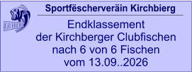 Sportfëscherveräin Kirchbierg Endklassement  der Kirchberger Clubfischen nach 6 von 6 Fischen vom 13.09..2026