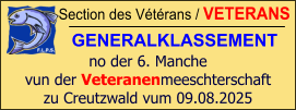 Section des Vétérans / VETERANS GENERALKLASSEMENT  no der 6. Manche vun der Veteranenmeeschterschaft zu Creutzwald vum 09.08.2025