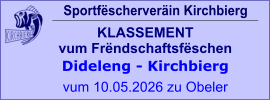Sportfëscherveräin Kirchbierg KLASSEMENT vum Frëndschaftsfëschen  Dideleng - Kirchbierg vum 10.05.2026 zu Obeler