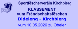 Sportfëscherveräin Kirchbierg KLASSEMENT vum Frëndschaftsfëschen  Dideleng - Kirchbierg vum 10.05.2026 zu Obeler