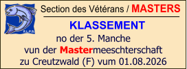 Section des Vétérans / MASTERS KLASSEMENT no der 5. Manche vun der Mastermeeschterschaft zu Creutzwald (F) vum 01.08.2026
