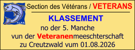 Section des Vétérans / VETERANS KLASSEMENT  no der 5. Manche vun der Veteranenmeeschterschaft zu Creutzwald vum 01.08.2026