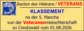 Section des Vétérans / VETERANS KLASSEMENT  no der 5. Manche vun der Veteranenmeeschterschaft zu Creutzwald vum 01.08.2026