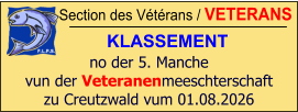 Section des Vétérans / VETERANS KLASSEMENT  no der 5. Manche vun der Veteranenmeeschterschaft zu Creutzwald vum 01.08.2026