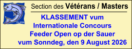 Section des Vétérans / Masters KLASSEMENT vum Internationale Concours  Feeder Open op der Sauer vum Sonndeg, den 9 August 2026