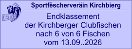 Sportfëscherveräin Kirchbierg Endklassement  der Kirchberger Clubfischen nach 6 von 6 Fischen vom 13.09..2026