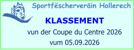 Sportfëscherveräin Hollerech  KLASSEMENT vun der Coupe du Centre 2026 vum 05.09.2026