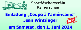 Sportfëscherveräin  Remerschen Einladung „Coupe à l‘américaine“ Jean Wintringer  am Samstag, den 1. Juni 2024
