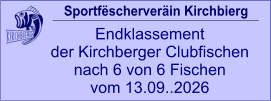 Sportfëscherveräin Kirchbierg Endklassement  der Kirchberger Clubfischen nach 6 von 6 Fischen vom 13.09..2026