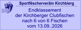 Sportfëscherveräin Kirchbierg Endklassement  der Kirchberger Clubfischen nach 6 von 6 Fischen vom 13.09..2026