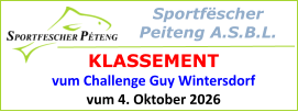 Sportfëscher  Peiteng A.S.B.L.  KLASSEMENT vum Challenge Guy Wintersdorf vum 4. Oktober 2026