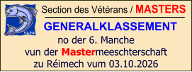 Section des Vétérans / MASTERS GENERALKLASSEMENT no der 6. Manche vun der Mastermeeschterschaft zu Réimech vum 03.10.2026