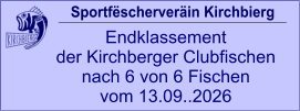 Sportfëscherveräin Kirchbierg Endklassement  der Kirchberger Clubfischen nach 6 von 6 Fischen vom 13.09..2026
